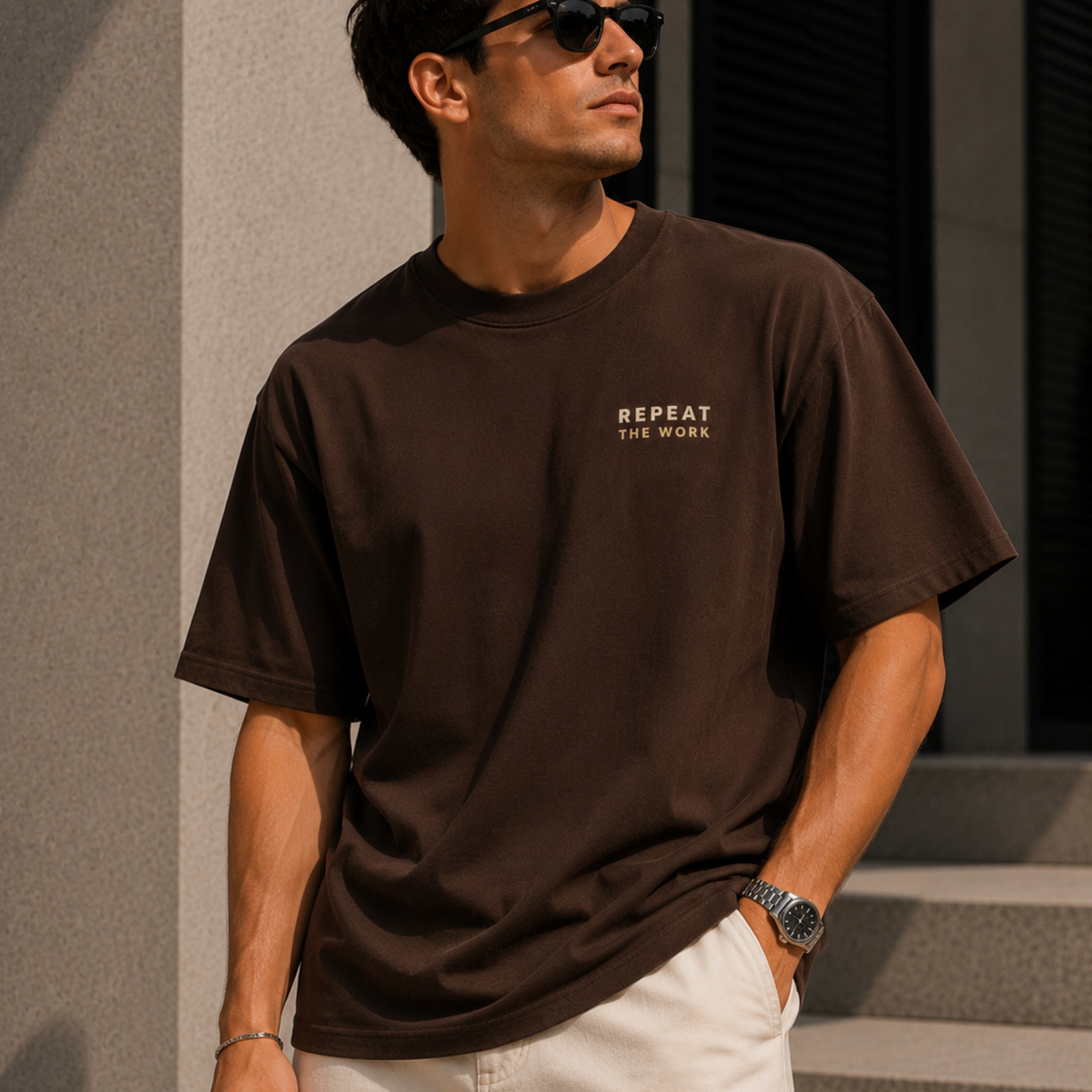 Repeat the Work T-Shirt | Motivational Graphic Tee | Minimalist Unisex Cotton Shirt | Discipline Mindset Streetwear | LEGGOD