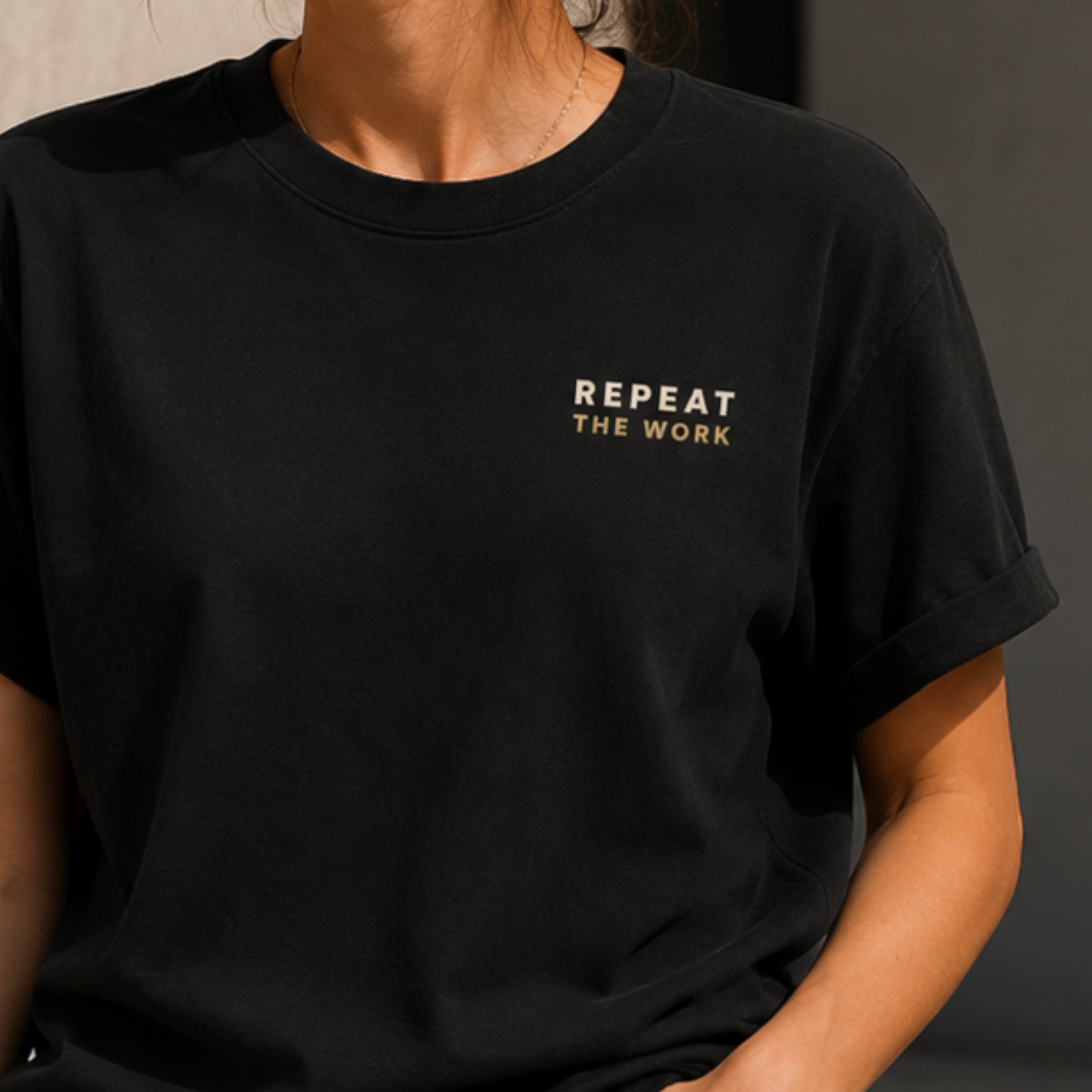 Repeat the Work T-Shirt | Motivational Graphic Tee | Minimalist Unisex Cotton Shirt | Discipline Mindset Streetwear | LEGGOD