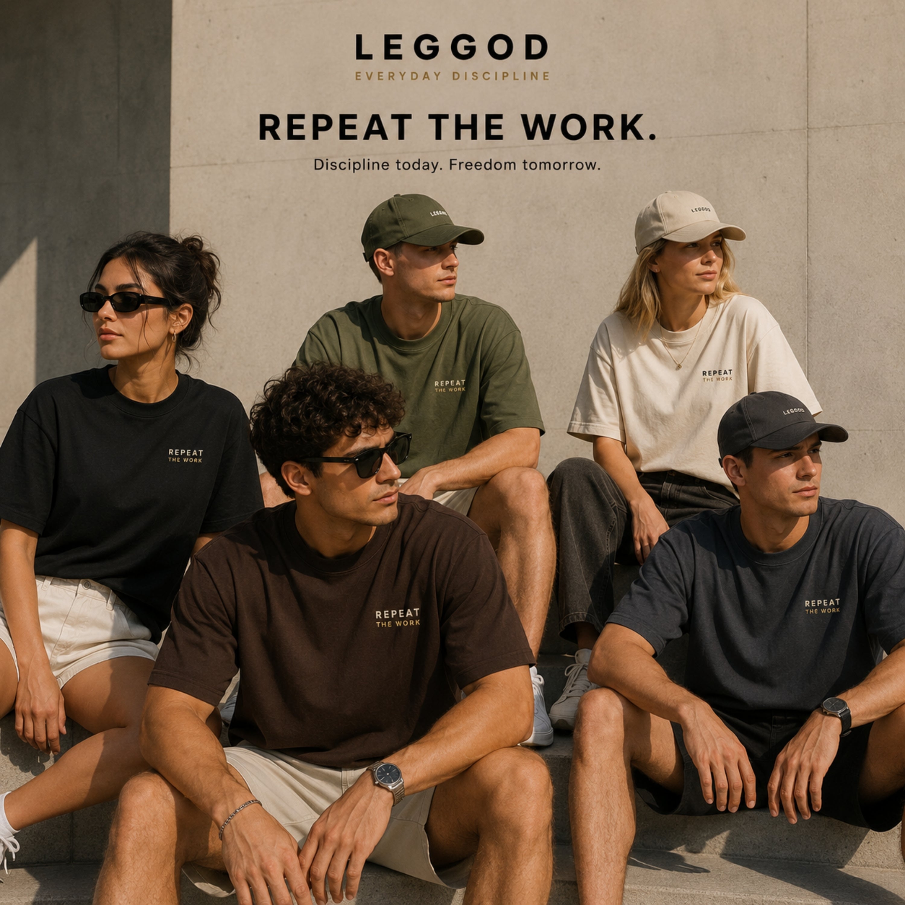 Repeat the Work T-Shirt | Motivational Graphic Tee | Minimalist Unisex Cotton Shirt | Discipline Mindset Streetwear | LEGGOD