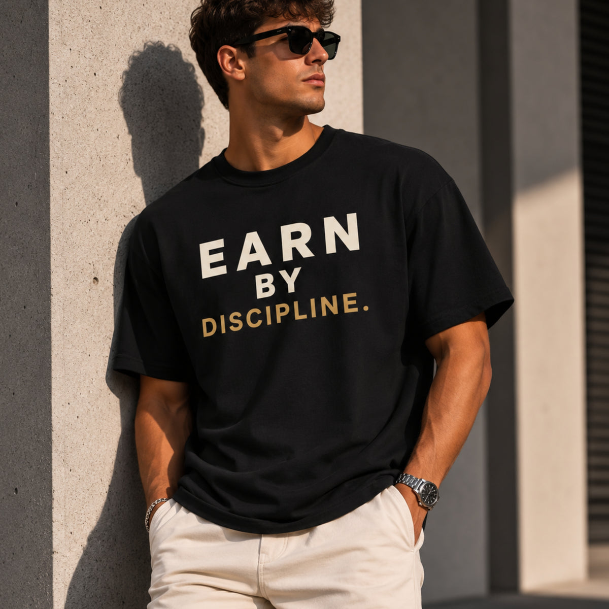 Earn By Discipline T-Shirt | Motivational Gym Shirt | Discipline Graphic Tee | Minimalist Fitness Shirt | Unisex Cotton Tee | LEGGOD