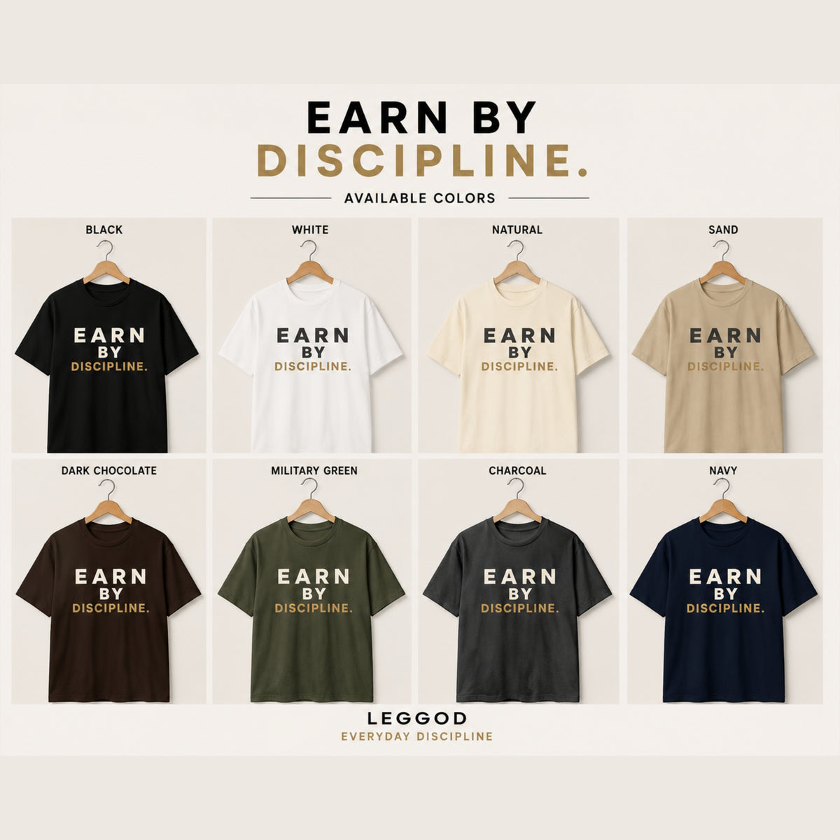 Earn By Discipline T-Shirt | Motivational Gym Shirt | Discipline Graphic Tee | Minimalist Fitness Shirt | Unisex Cotton Tee | LEGGOD