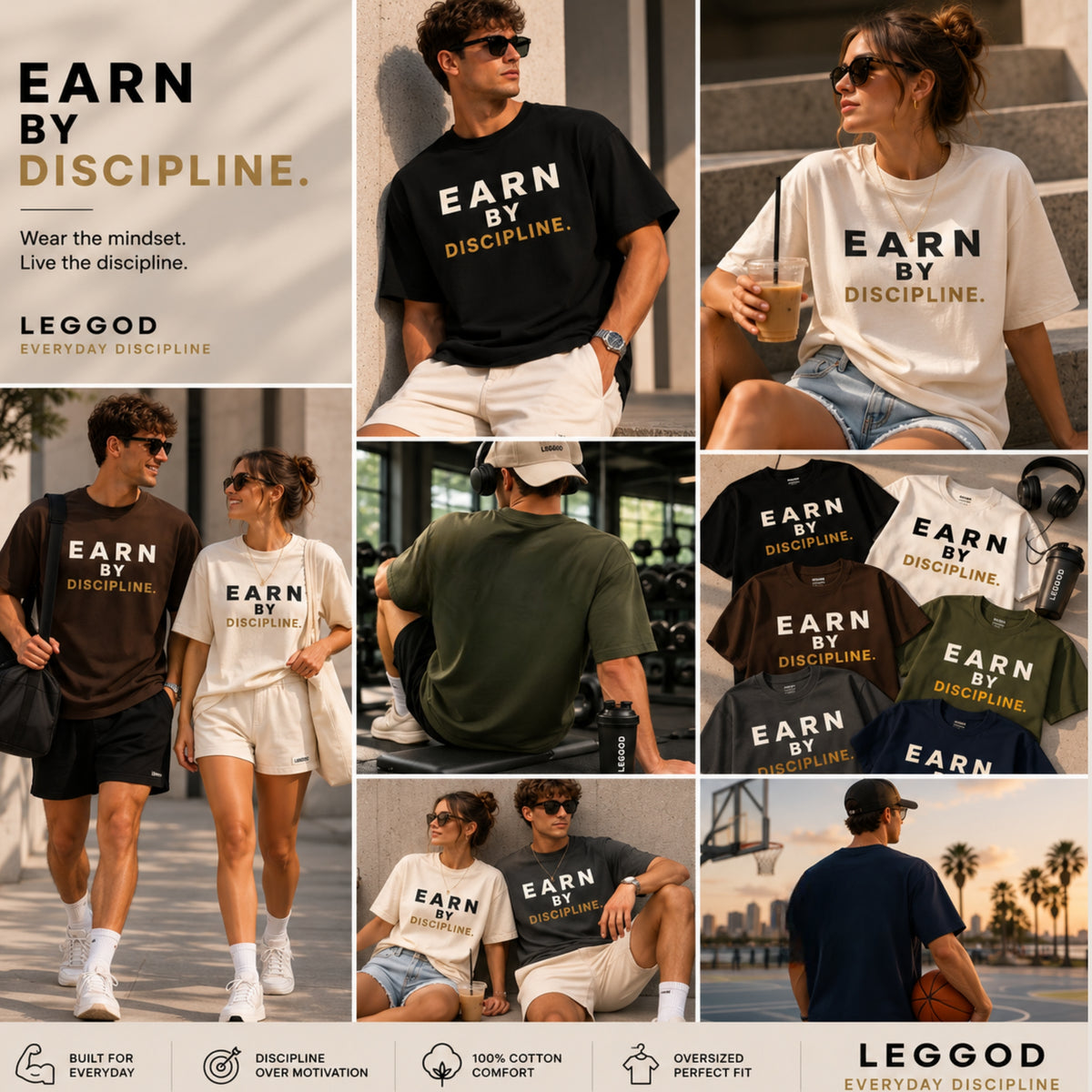 Earn By Discipline T-Shirt | Motivational Gym Shirt | Discipline Graphic Tee | Minimalist Fitness Shirt | Unisex Cotton Tee | LEGGOD