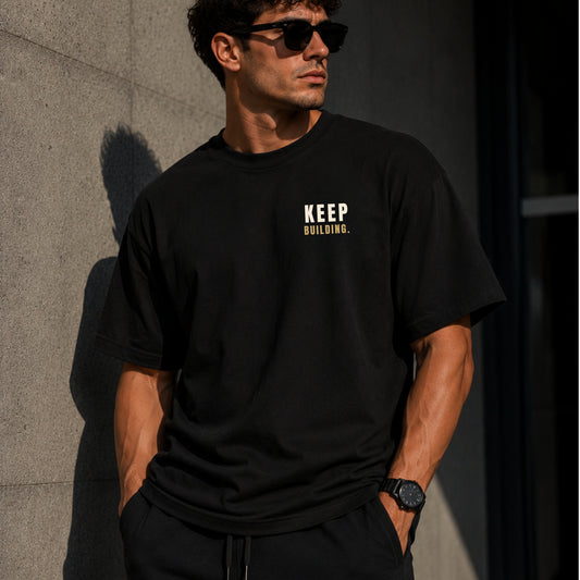 Keep Building T-Shirt | Motivational Gym Shirt | Entrepreneur Graphic Tee | Minimalist Success Shirt | Unisex Cotton Tee | LEGGOD