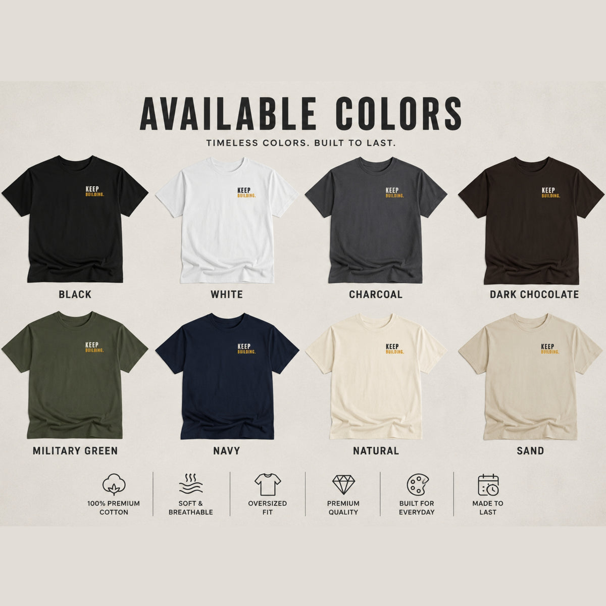 Keep Building T-Shirt | Motivational Gym Shirt | Entrepreneur Graphic Tee | Minimalist Success Shirt | Unisex Cotton Tee | LEGGOD