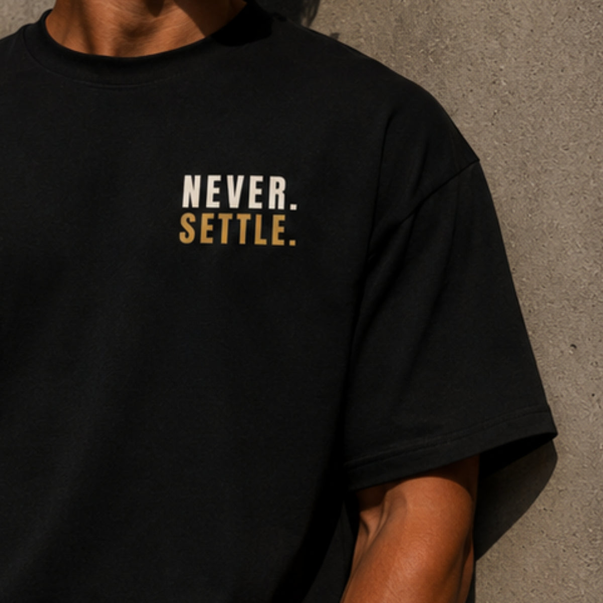 Never Settle T-Shirt | Motivational Graphic Tee | Success Mindset Shirt | Gym & Entrepreneur Shirt | Unisex Cotton Tee | LEGGOD