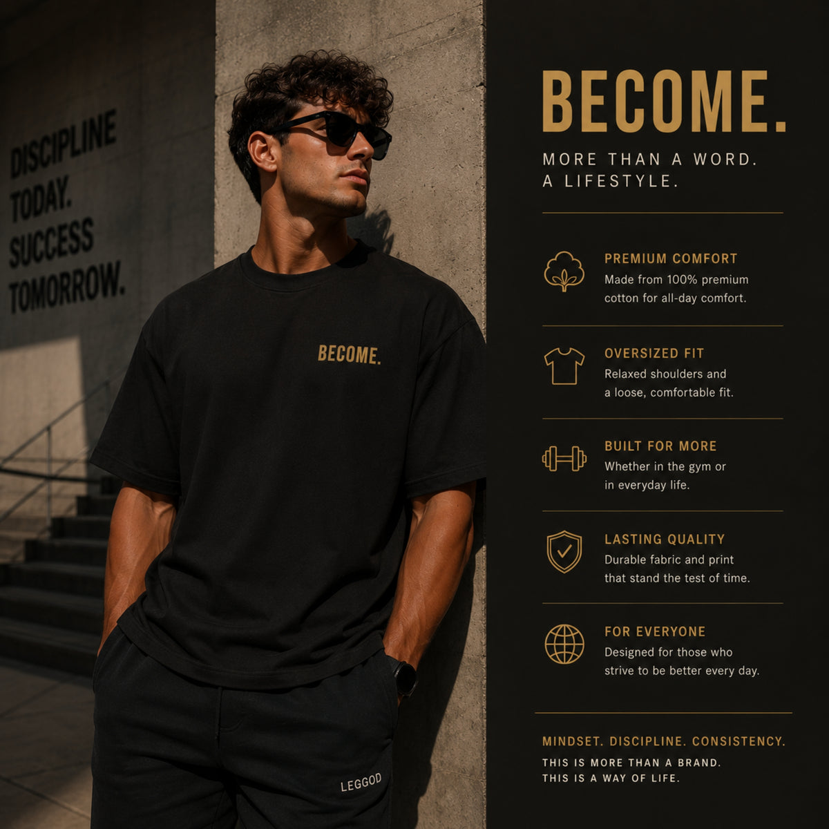 Become T-Shirt | Motivational Graphic Tee | Self Growth Shirt | Minimalist Mindset Tee | Unisex Cotton Shirt | LEGGOD