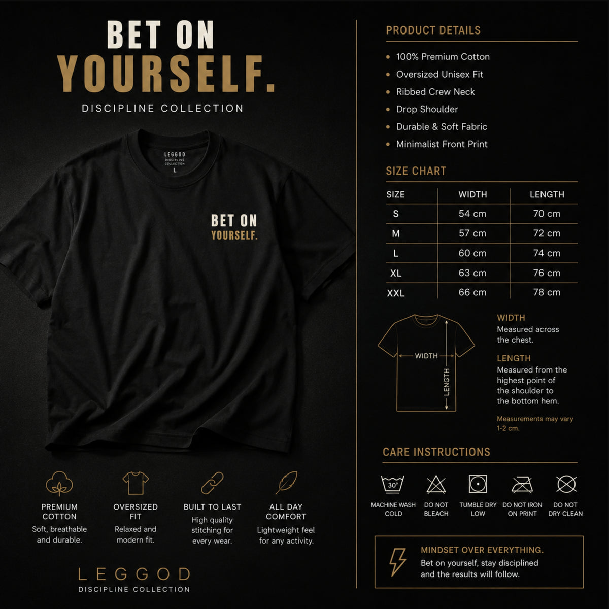 Bet On Yourself T-Shirt | Motivational Graphic Tee | Self Belief Shirt | Entrepreneur Mindset Tee | Unisex Cotton Shirt | LEGGOD