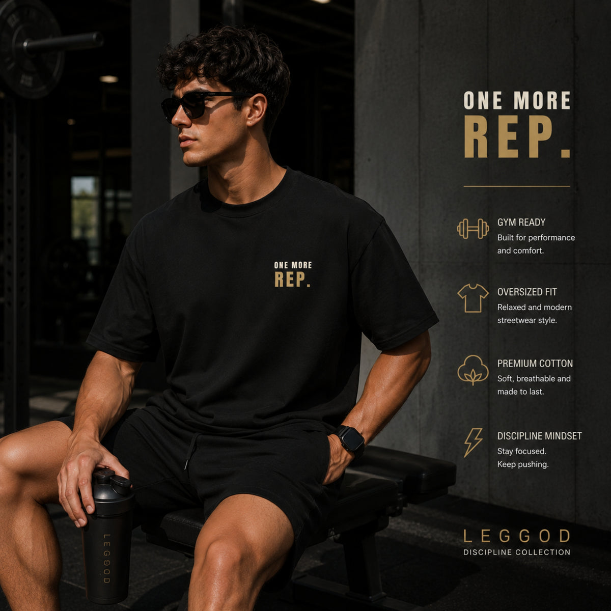 One More Rep T-Shirt | Gym Motivation Shirt | Fitness Graphic Tee | Workout Shirt | Weightlifting Tee | Unisex Cotton Tee | LEGGOD