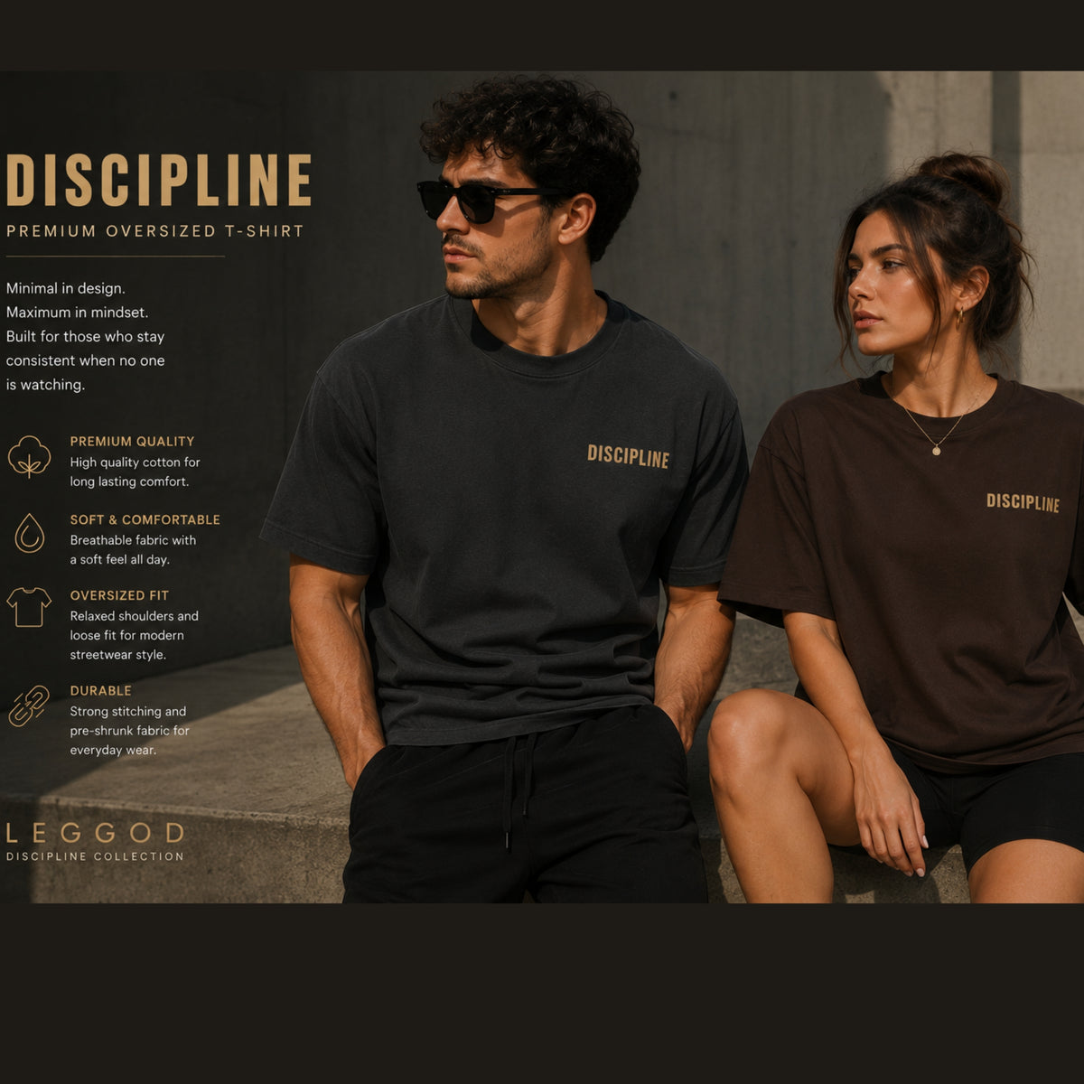 Discipline T-Shirt | Minimalist Motivational Graphic Tee | Success Mindset Shirt | Unisex Cotton Shirt | Gym & Streetwear | LEGGOD