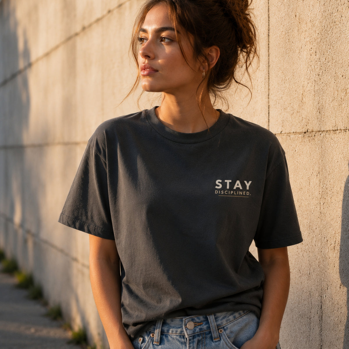 Stay Disciplined Minimalist T-Shirt, Motivation Shirt, Gym Graphic Tee, Discipline Quote Tee, Unisex Cotton Streetwear Gift
