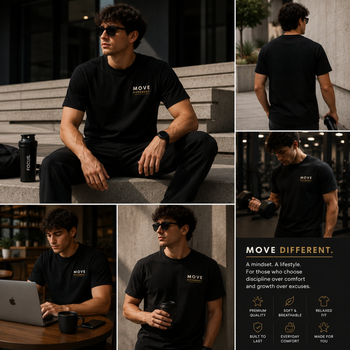 Move Different Minimalist T-Shirt, Motivational Gym Shirt, Mindset Graphic Tee, Unisex Heavy Cotton Streetwear Gift for Men Women