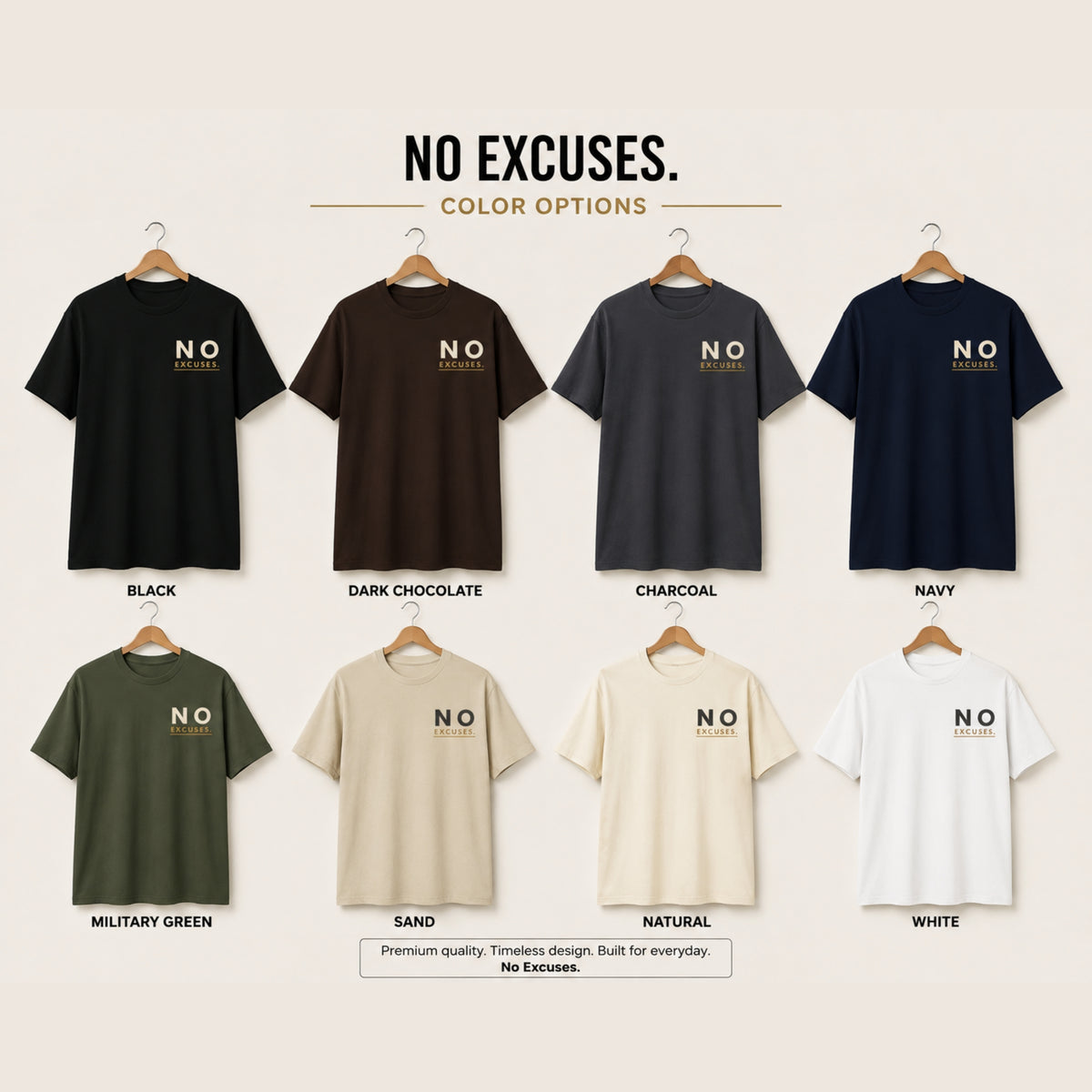 No Excuses Minimalist T-Shirt, Motivational Gym Shirt, Discipline Mindset Tee, Unisex Heavy Cotton Graphic Tee, Streetwear Gift