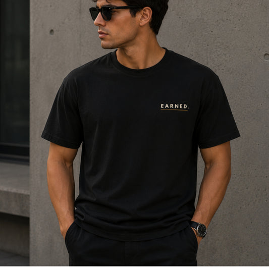 Earned Minimalist T-Shirt, Motivational Gym Shirt, Discipline Mindset Tee, Unisex Heavy Cotton Graphic Tee, Streetwear Gift