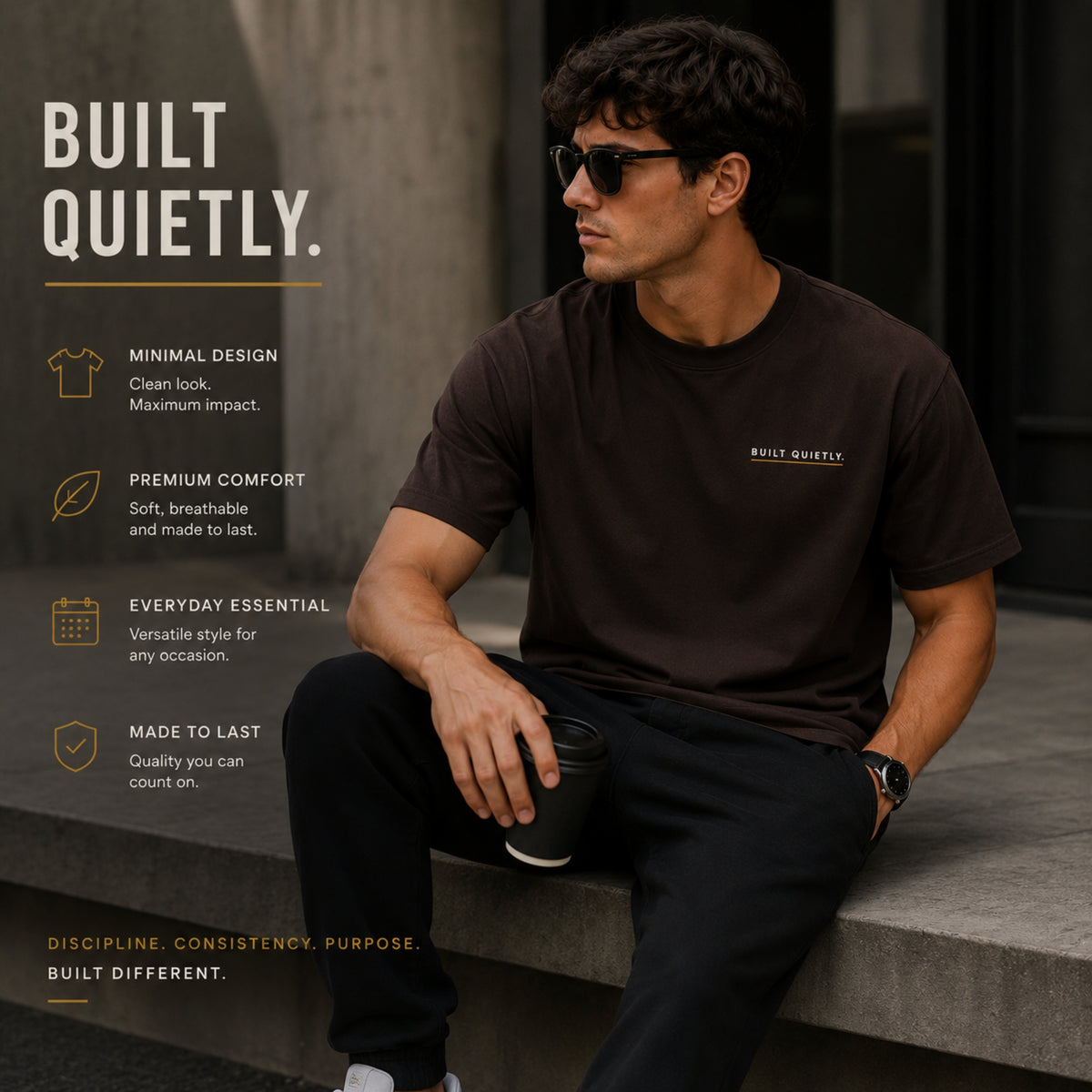 Built Quietly Minimalist T-Shirt, Motivational Graphic Tee, Quiet Success Shirt, Unisex Heavy Cotton Gym Shirt, Streetwear Gift