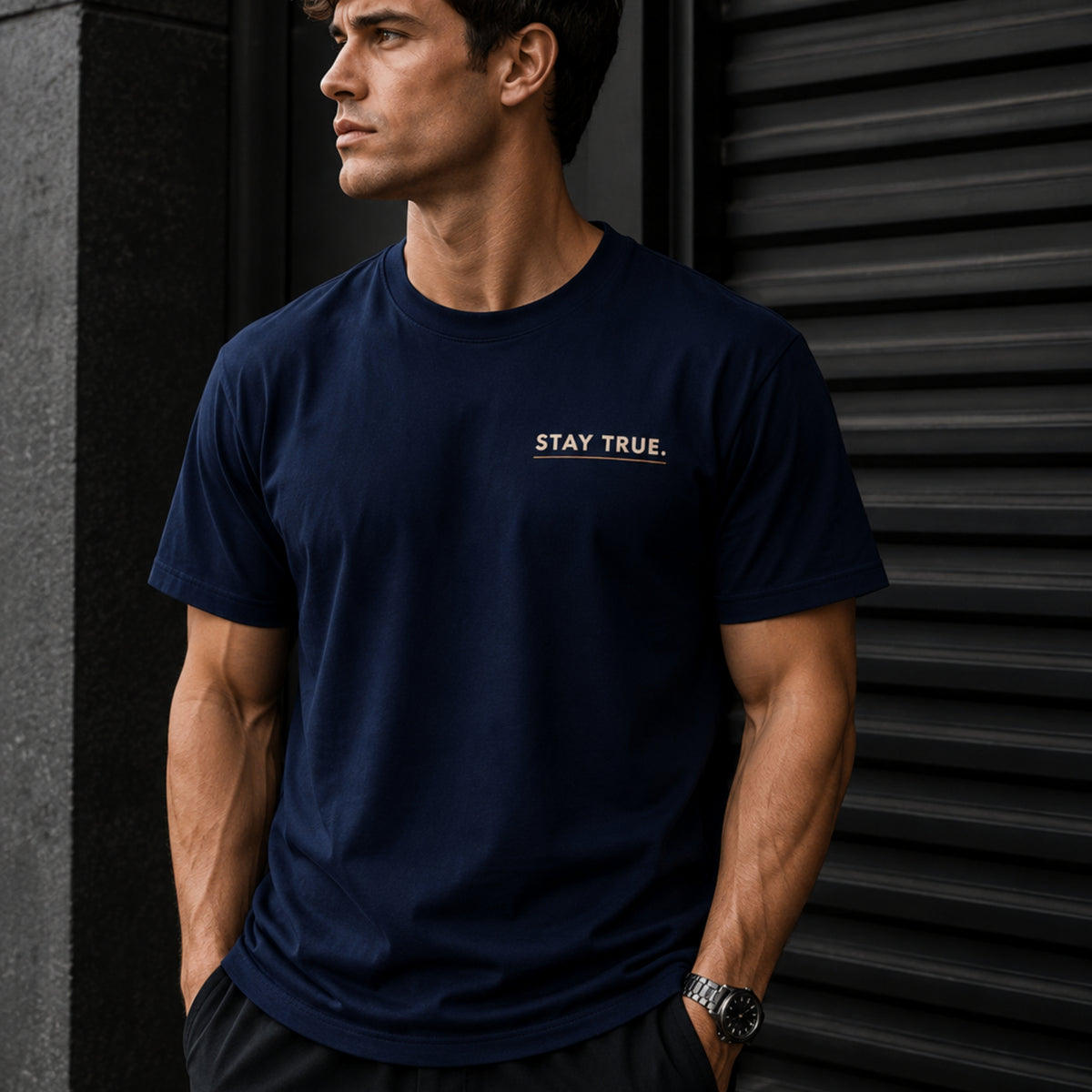 Stay True Minimalist T-Shirt, Motivational Graphic Tee, Authenticity Shirt, Unisex Heavy Cotton Streetwear, Self Growth Gift