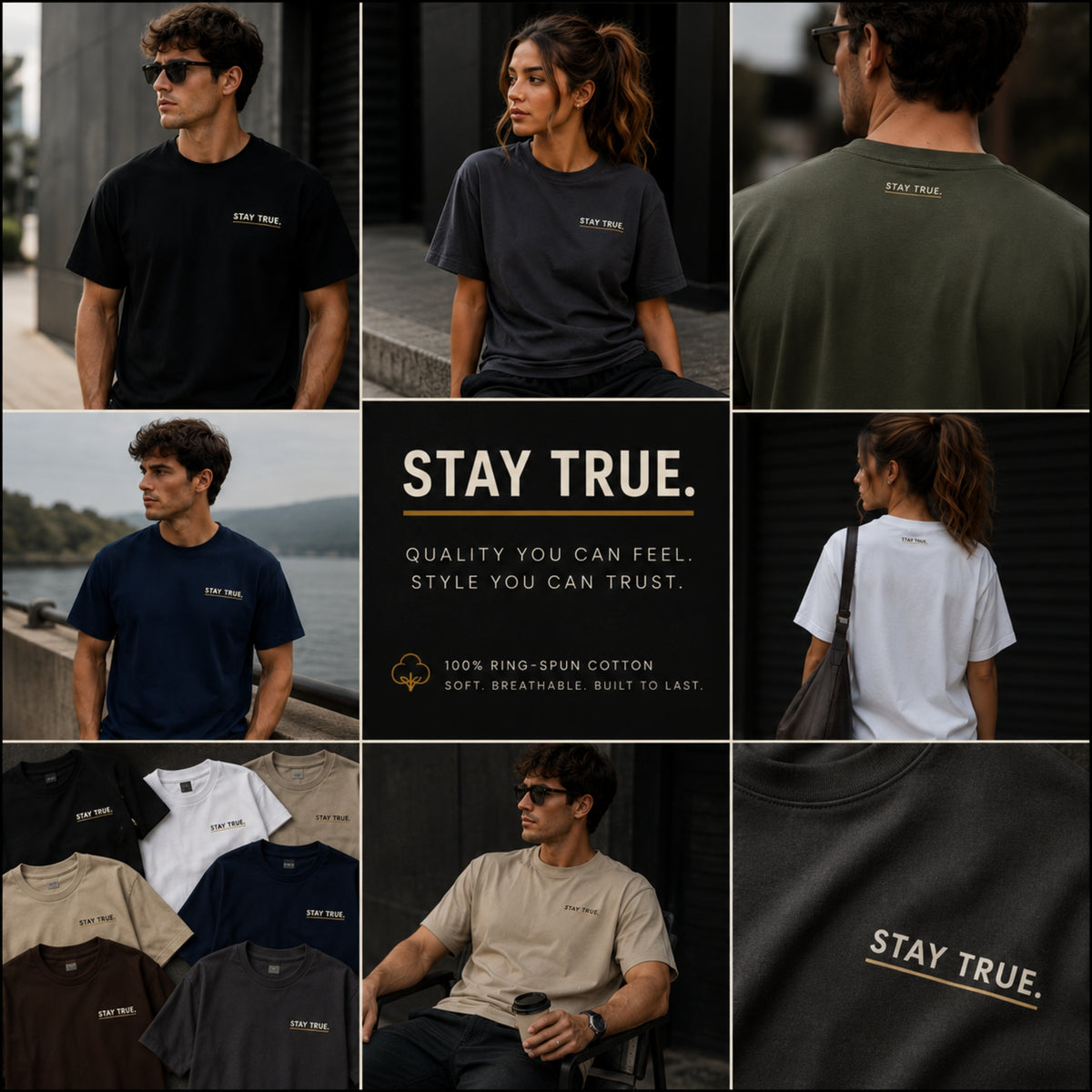 Stay True Minimalist T-Shirt, Motivational Graphic Tee, Authenticity Shirt, Unisex Heavy Cotton Streetwear, Self Growth Gift