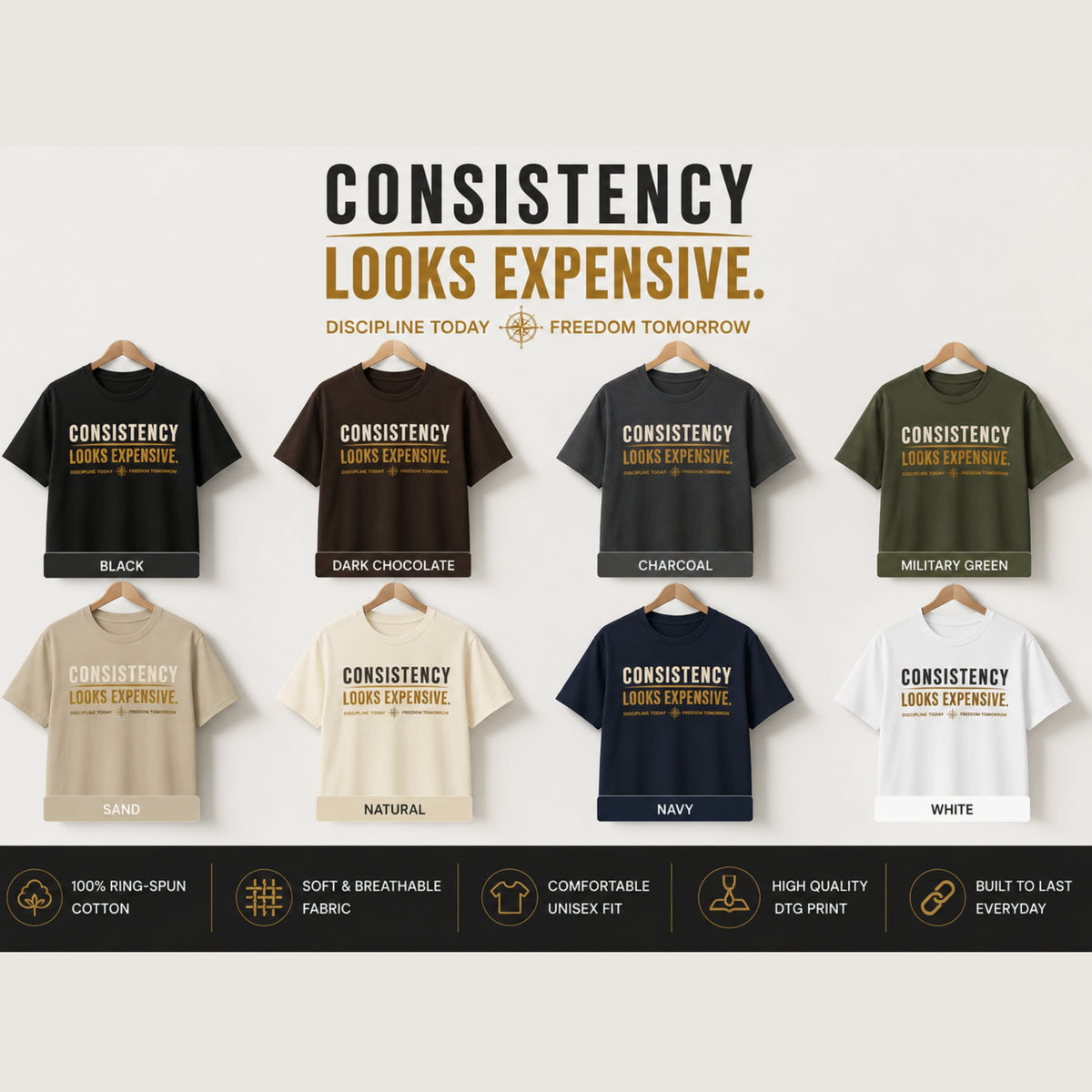 Consistency Looks Expensive T-Shirt, Motivational Gym Shirt, Discipline Graphic Tee, Success Mindset Shirt, Entrepreneur Gift