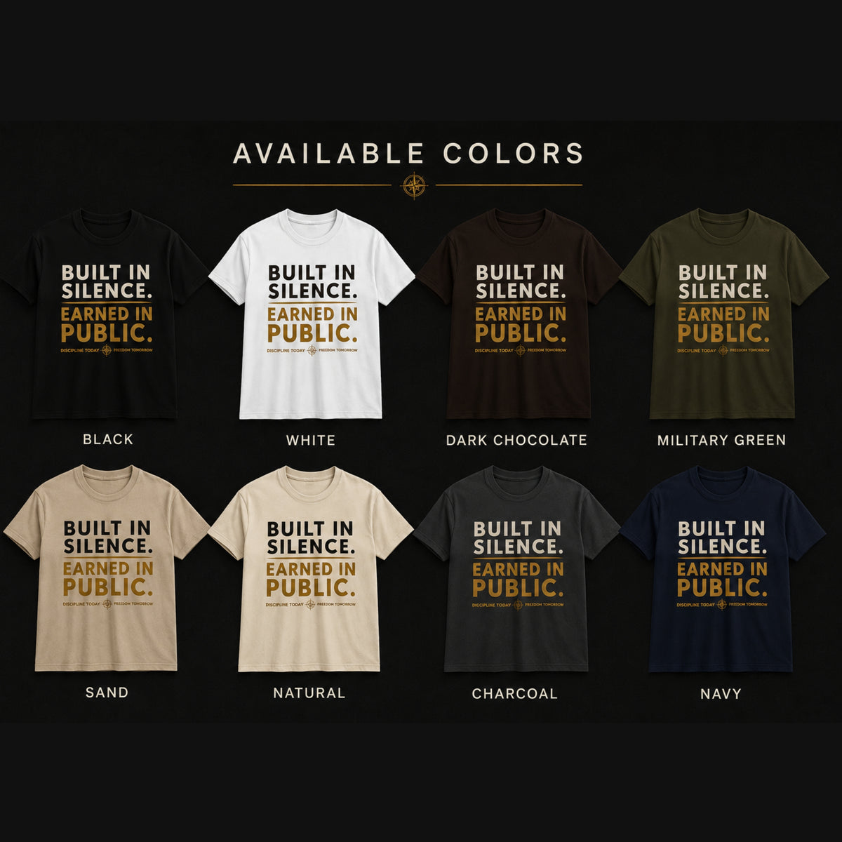 Built In Silence Earned In Public T-Shirt, Motivational Gym Shirt, Discipline Graphic Tee, Success Mindset Shirt, Unisex Tee