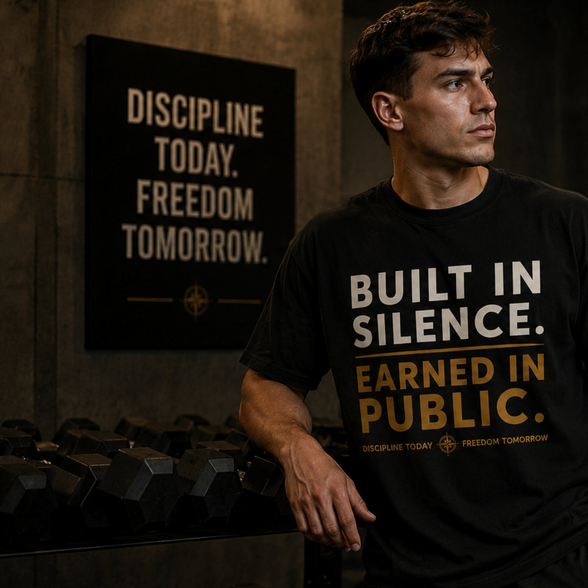 Built In Silence Earned In Public T-Shirt, Motivational Gym Shirt, Discipline Graphic Tee, Success Mindset Shirt, Unisex Tee