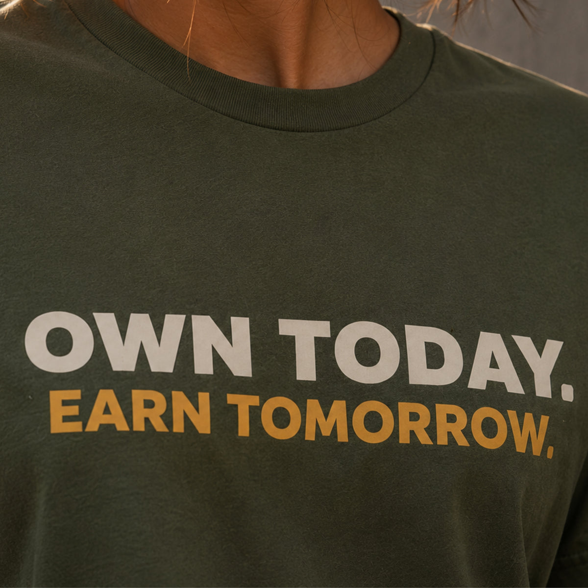 OWN TODAY. EARN TOMORROW. Motivational T-Shirt | Minimalist Success Mindset Tee | Unisex Gym & Streetwear | LEGGOD