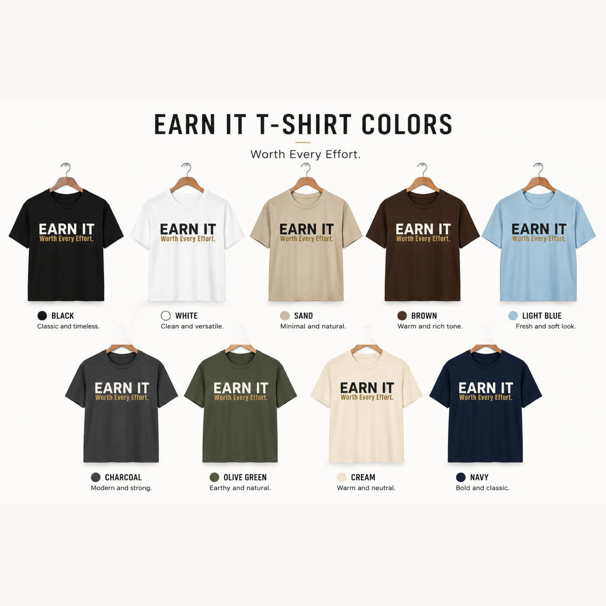 EARN IT.™ Motivational Gym T-Shirt – Premium Heavyweight Unisex Cotton Success Mindset Tee | LEGGOD
