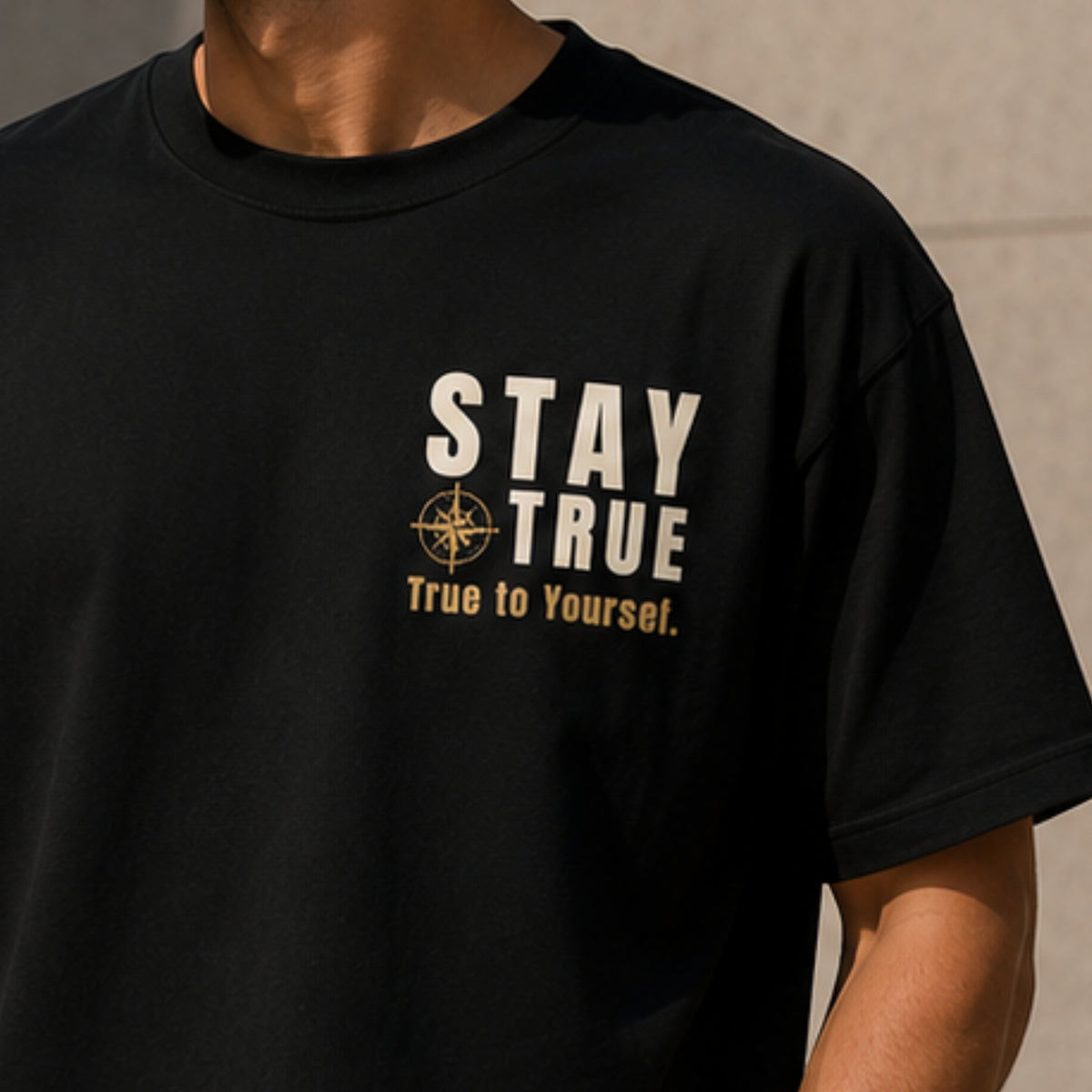 STAY TRUE. True to Yourself. Motivational T-Shirt | Minimalist Mindset Graphic Tee | Unisex Heavy Cotton Shirt | LEGGOD