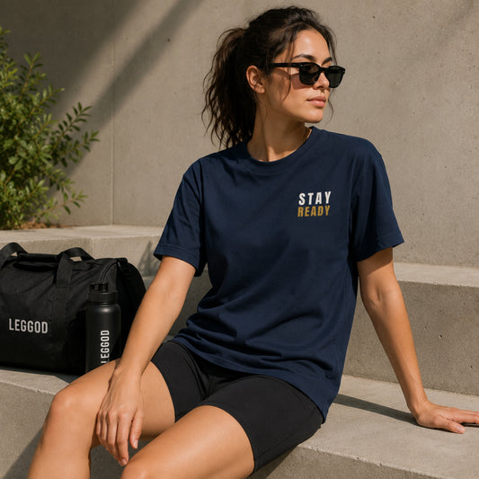 STAY READY™ Motivational Gym T-Shirt – Premium Heavyweight Unisex Cotton Workout Tee | LEGGOD