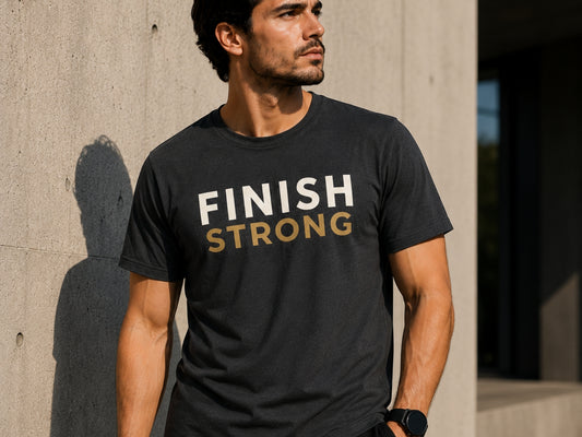 FINISH STRONG Motivational T-Shirt – Gym Graphic Tee for Men & Women | Fitness Workout Shirt | Premium Streetwear | LEGGOD