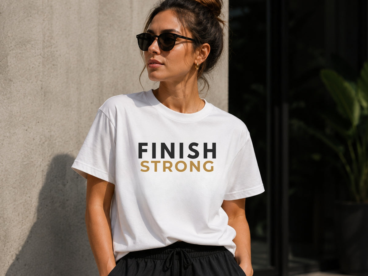 FINISH STRONG Motivational T-Shirt – Gym Graphic Tee for Men & Women | Fitness Workout Shirt | Premium Streetwear | LEGGOD