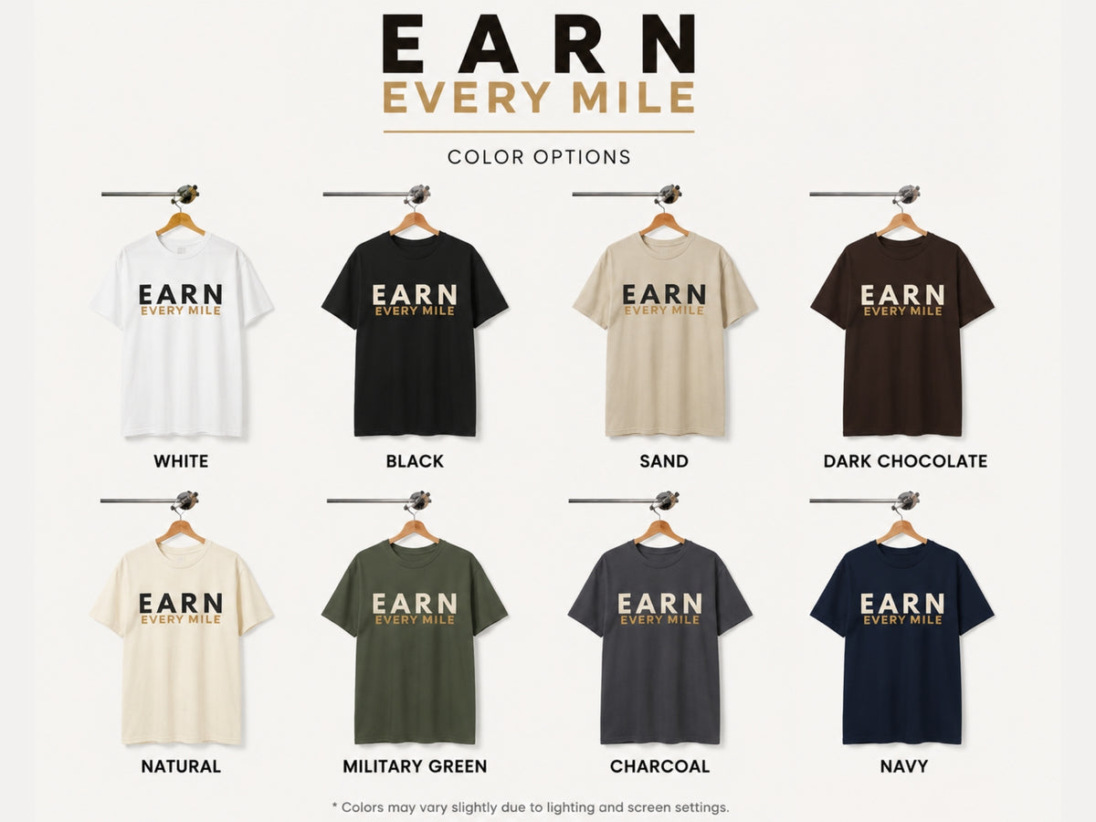 Earn Every Mile Motivational T-Shirt | Inspirational Graphic Tee | Unisex Cotton Shirt | Gym & Running Mindset Apparel | LEGGOD