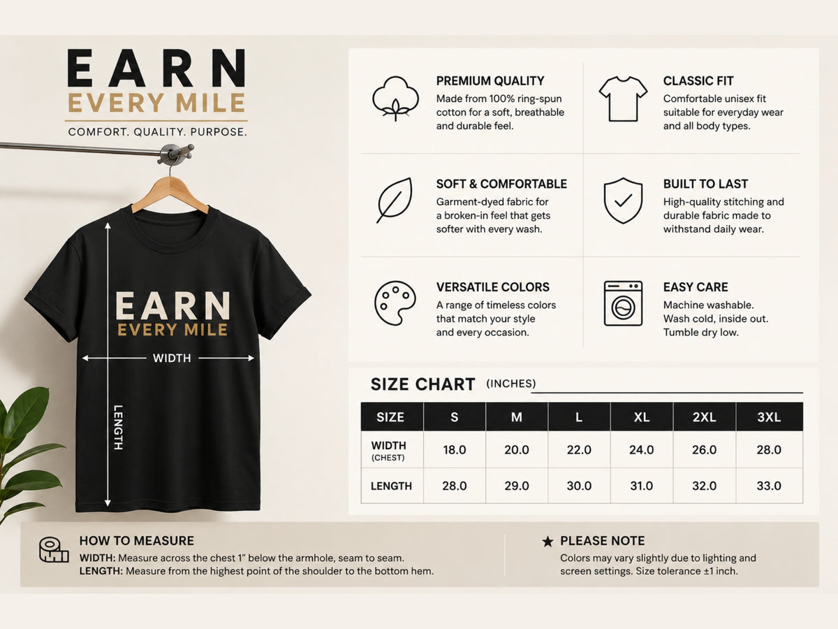 Earn Every Mile Motivational T-Shirt | Inspirational Graphic Tee | Unisex Cotton Shirt | Gym & Running Mindset Apparel | LEGGOD