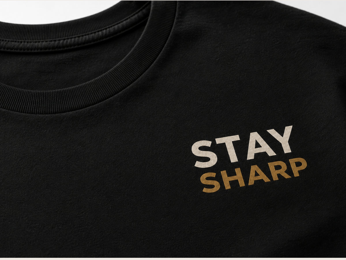 Stay Sharp Minimalist Motivational T-Shirt | Inspirational Graphic Tee | Unisex Cotton Shirt | Mindset Streetwear | LEGGOD