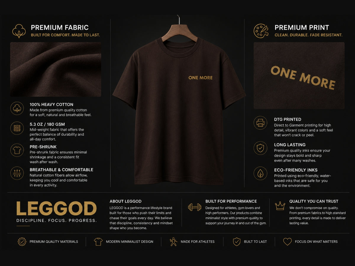One More Minimalist Motivational T-Shirt | Inspirational Graphic Tee | Unisex Cotton Shirt | Gym Mindset Streetwear | LEGGOD
