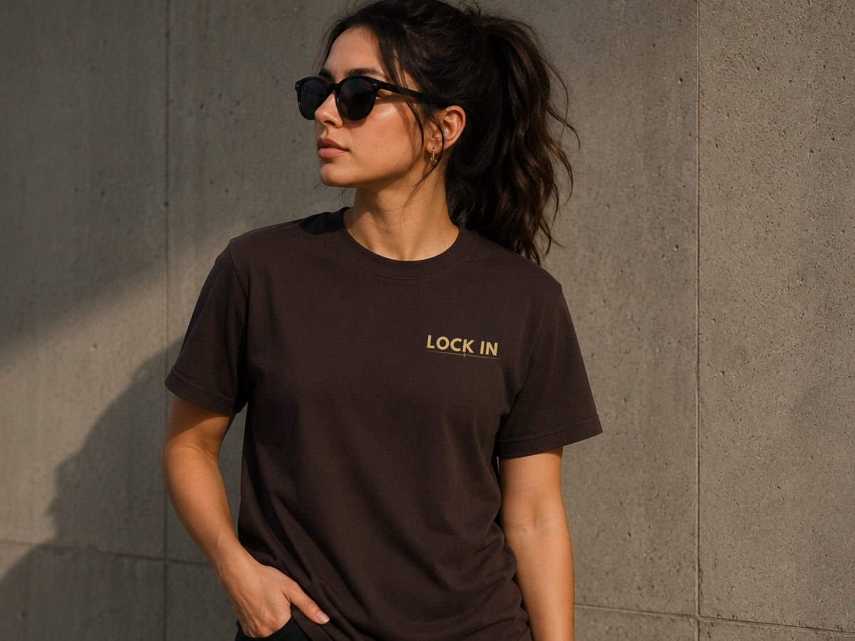 Lock In Minimalist Motivational T-Shirt | Inspirational Graphic Tee | Unisex Cotton Shirt | Gym & Success Mindset Apparel | LEGGOD