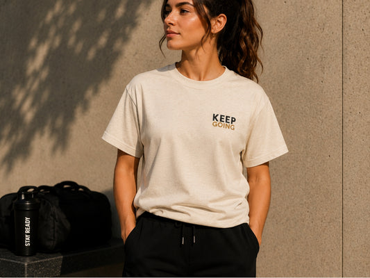 Keep Going Minimalist Motivational T-Shirt | Inspirational Graphic Tee | Unisex Cotton Shirt | Positive Mindset Streetwear | LEGGOD