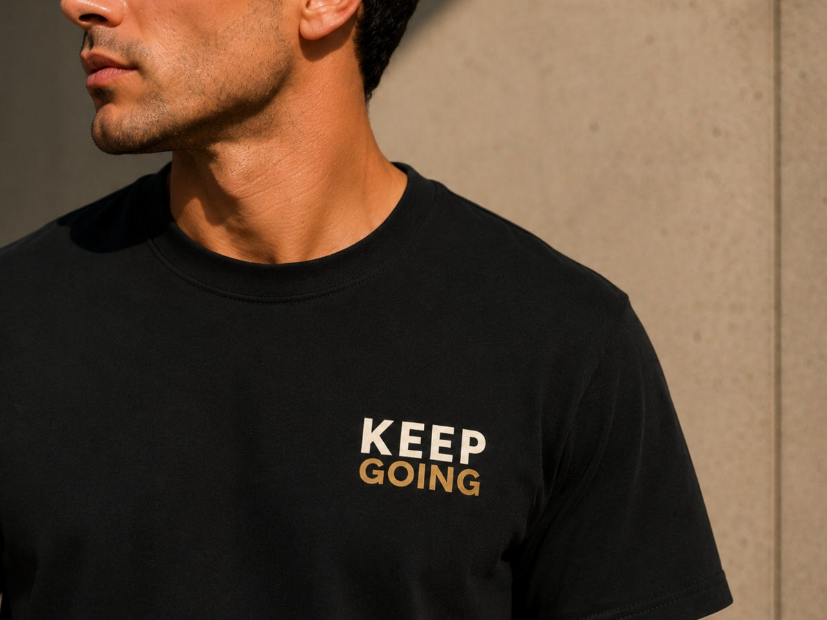 Keep Going Minimalist Motivational T-Shirt | Inspirational Graphic Tee | Unisex Cotton Shirt | Positive Mindset Streetwear | LEGGOD