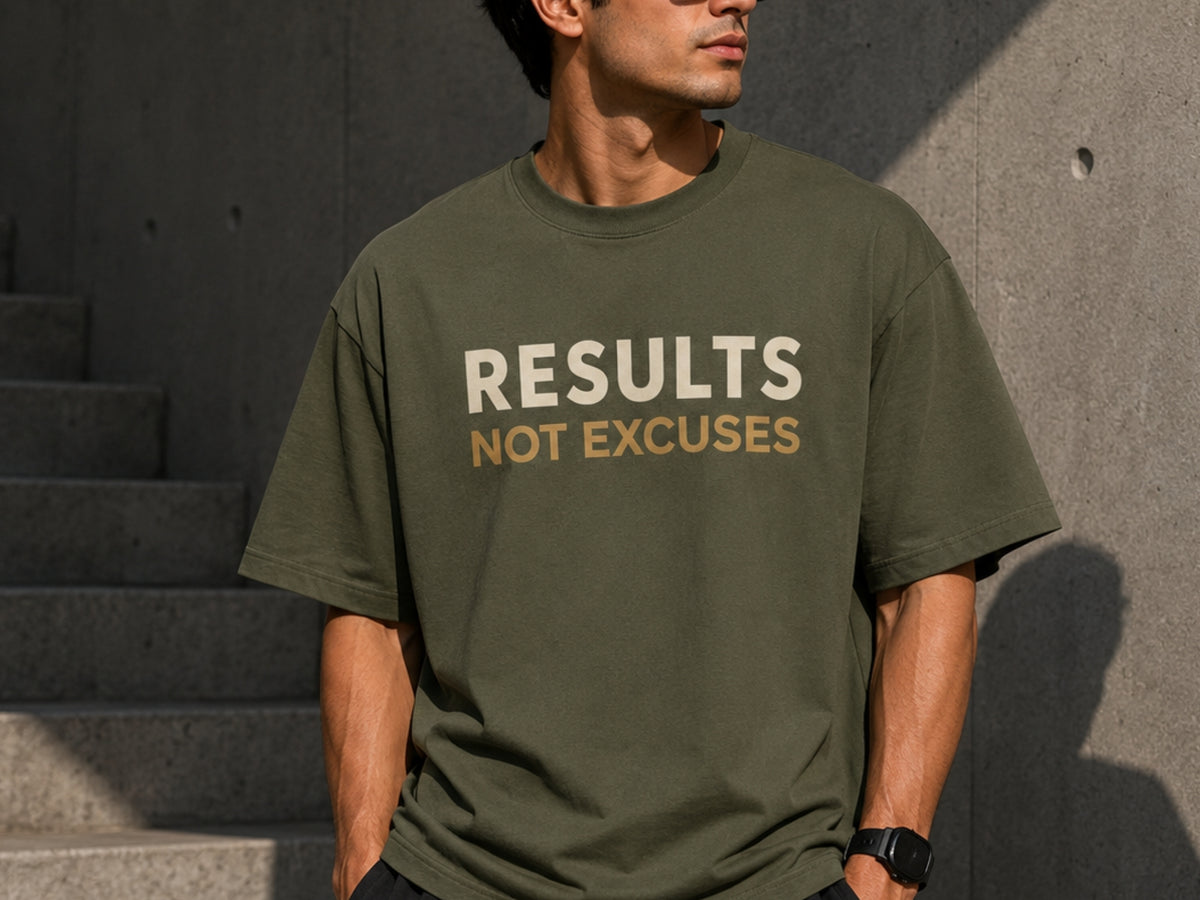 Results Not Excuses Motivational T-Shirt | Success Mindset Graphic Tee | Unisex Cotton Shirt | Gym & Entrepreneur Apparel | LEGGOD