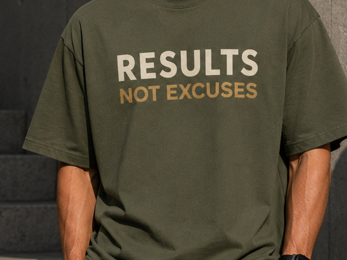 Results Not Excuses Motivational T-Shirt | Success Mindset Graphic Tee | Unisex Cotton Shirt | Gym & Entrepreneur Apparel | LEGGOD