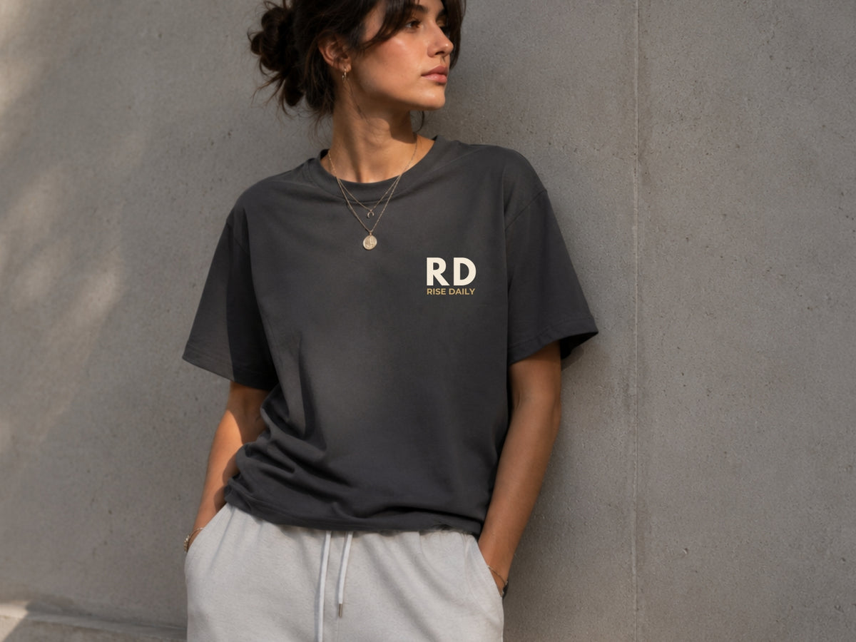 Rise Daily RD Minimalist T-Shirt | Motivational Graphic Tee | Unisex Cotton Shirt | Everyday Mindset Apparel | LEGGOD