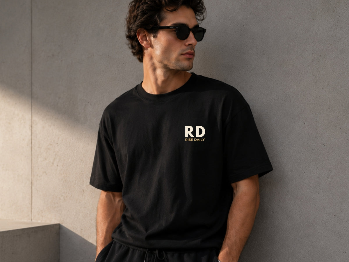 Rise Daily RD Minimalist T-Shirt | Motivational Graphic Tee | Unisex Cotton Shirt | Everyday Mindset Apparel | LEGGOD