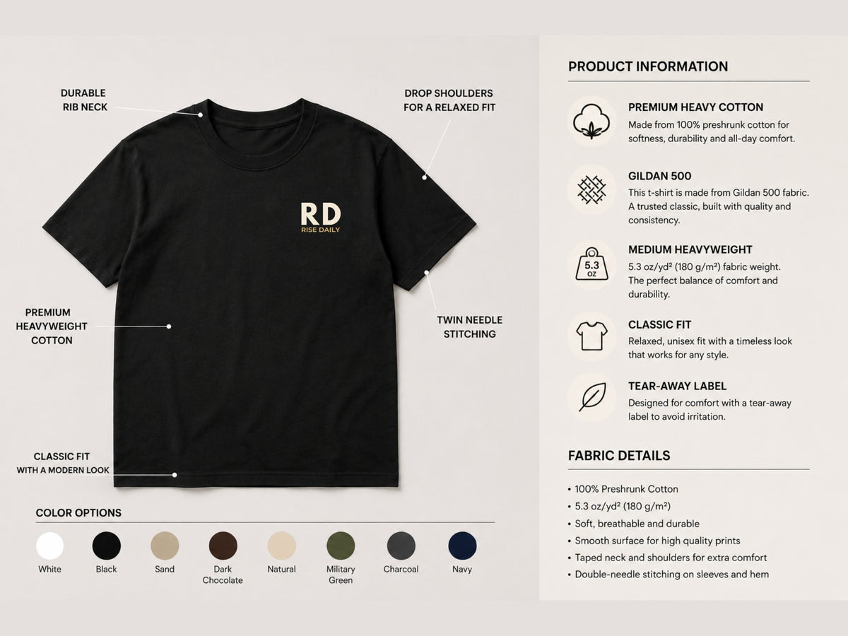 Rise Daily RD Minimalist T-Shirt | Motivational Graphic Tee | Unisex Cotton Shirt | Everyday Mindset Apparel | LEGGOD
