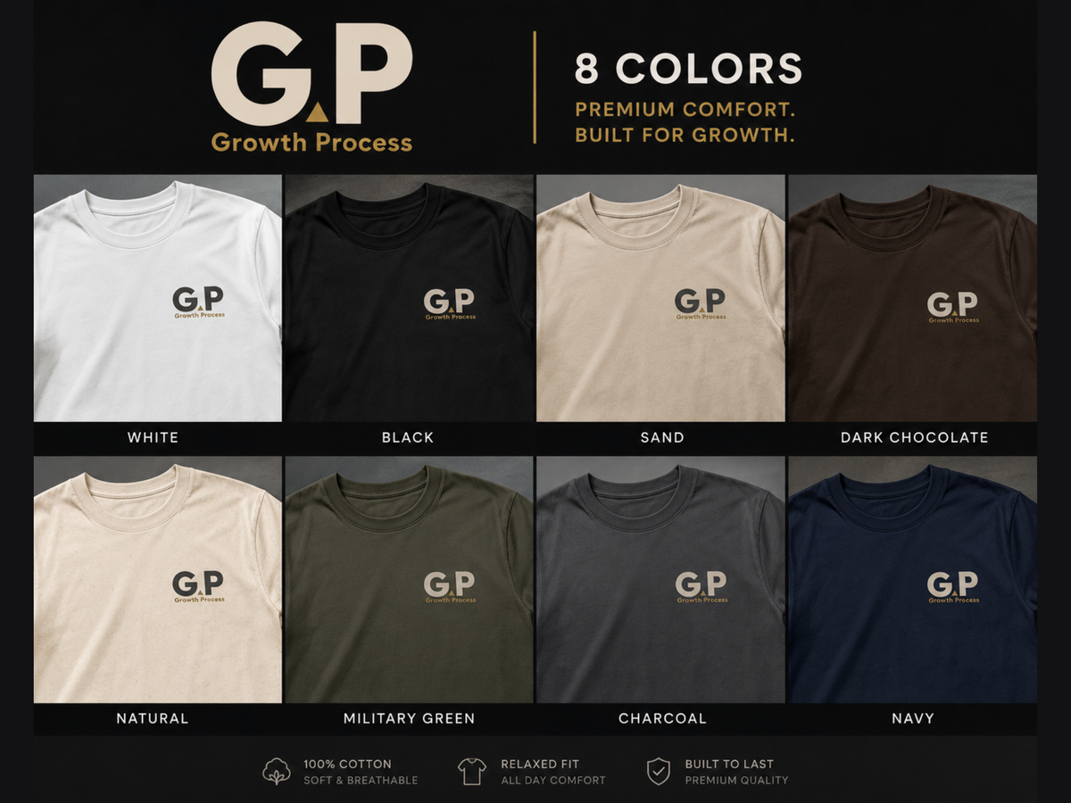 Growth Process GP Minimalist T-Shirt | Motivational Graphic Tee | Unisex Cotton Shirt | Personal Growth Apparel | LEGGOD