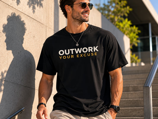 Outwork Your Excuse Motivational T-Shirt | Premium Unisex Gym & Fitness Shirt | Inspirational Workout Tee | LEGGOD