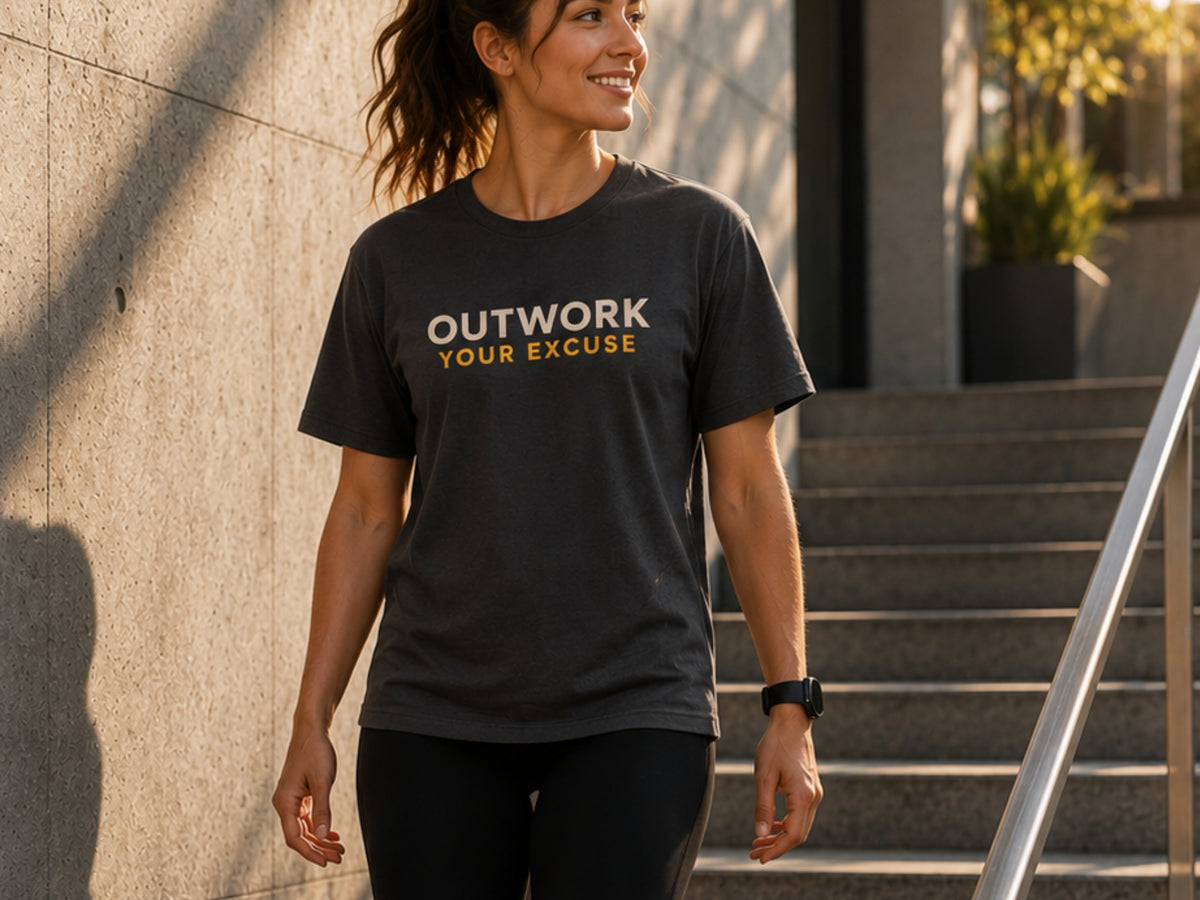Outwork Your Excuse Motivational T-Shirt | Premium Unisex Gym & Fitness Shirt | Inspirational Workout Tee | LEGGOD