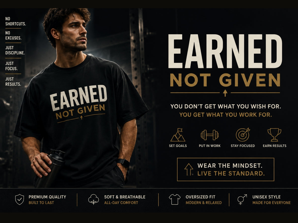 Earned Not Given T-Shirt | Motivational Gym Shirt | Premium Unisex Workout Tee | Discipline & Success Graphic Tee | LEGGOD