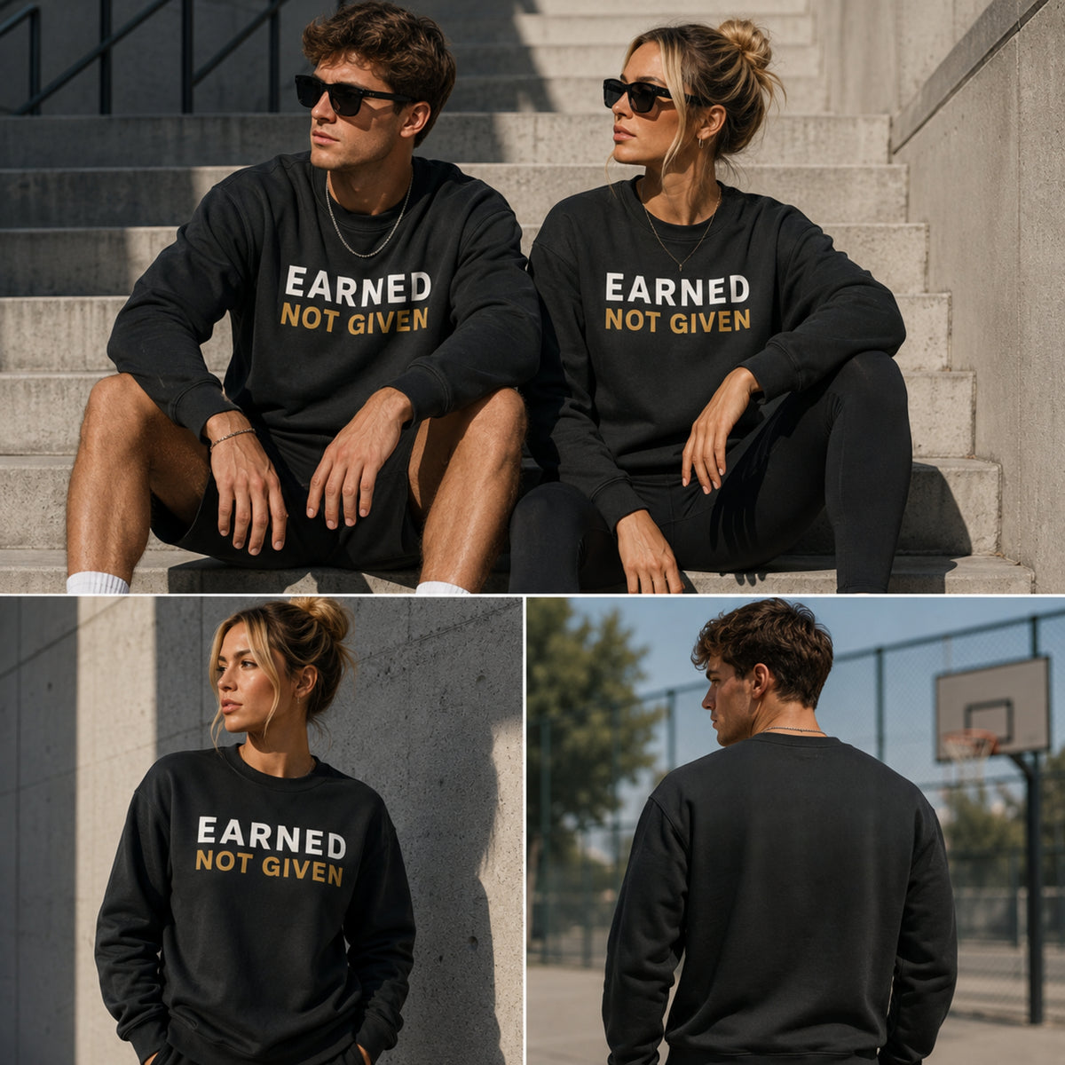 EARNED NOT GIVEN Sweatshirt | Motivational Crewneck Sweatshirt | Unisex Premium Fleece Pullover | Gym & Streetwear | LEGGOD