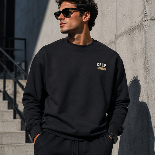 KEEP GOING Sweatshirt | Minimalist Motivational Crewneck Sweatshirt | Premium Unisex Fleece | Streetwear | LEGGOD