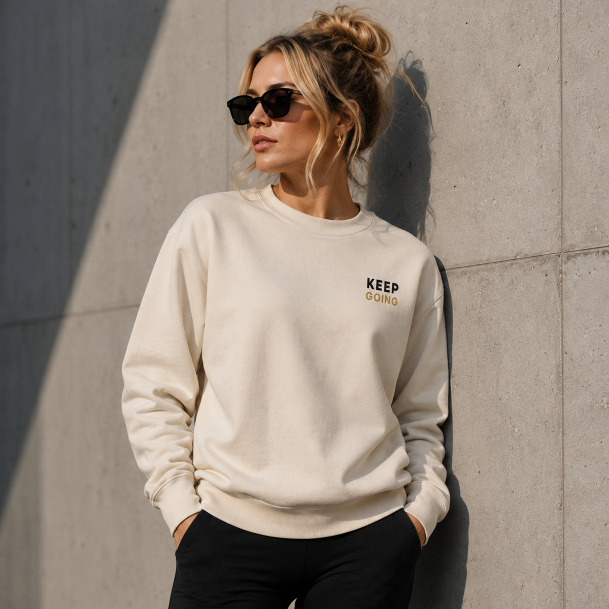 KEEP GOING Sweatshirt | Minimalist Motivational Crewneck Sweatshirt | Premium Unisex Fleece | Streetwear | LEGGOD