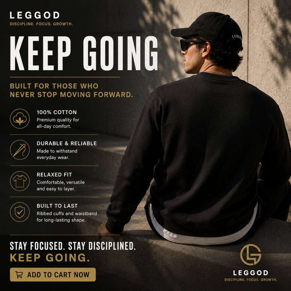 KEEP GOING Sweatshirt | Minimalist Motivational Crewneck Sweatshirt | Premium Unisex Fleece | Streetwear | LEGGOD