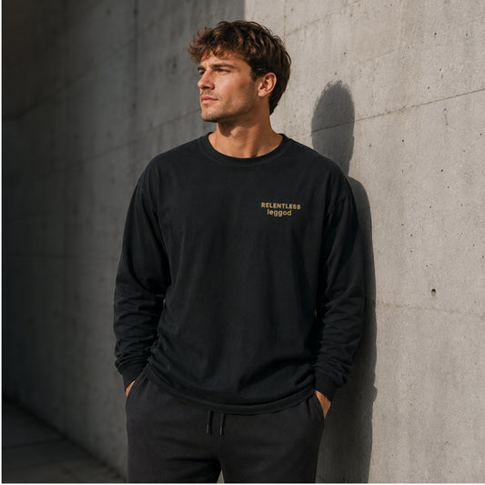 RELENTLESS Long Sleeve Shirt | Comfort Colors 6014 Tee | Vintage Garment Dyed Unisex Shirt | Minimalist Streetwear Gift